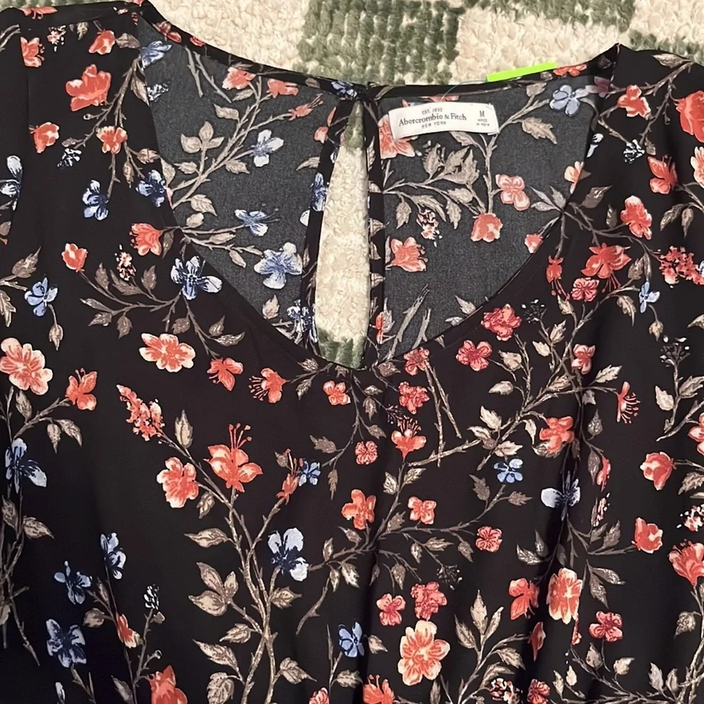 Abercrombie & Fitch Romper Floral Long Sleeve Cinch Waist
